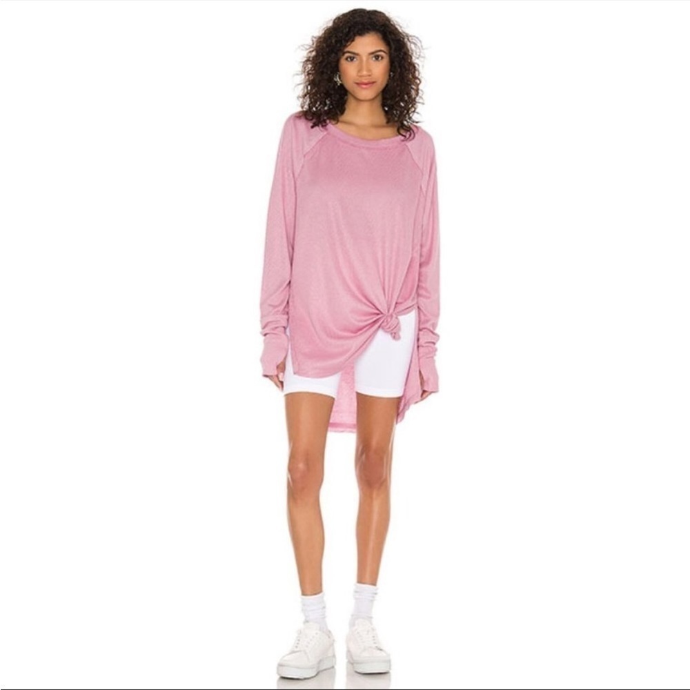 Free People Snowy Thermal Pullover Top in Mink Tink